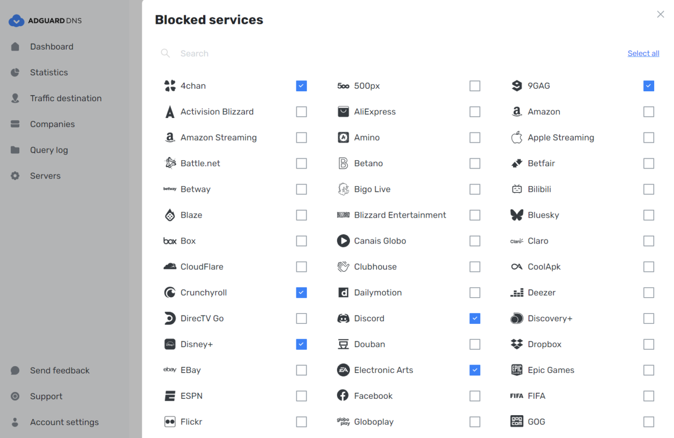 Domains blocked